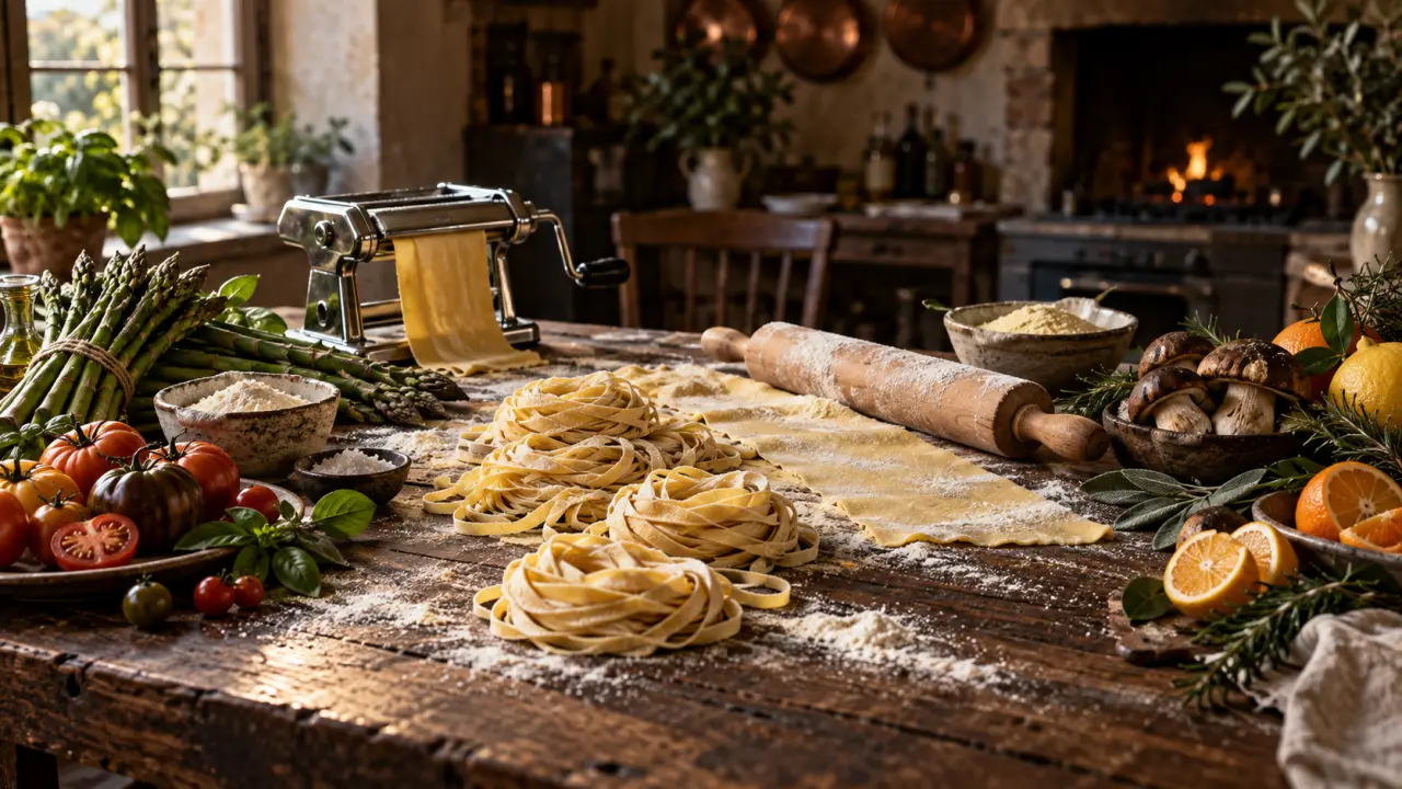 Pâtes fraîches italiennes dressées dans une assiette élégante
