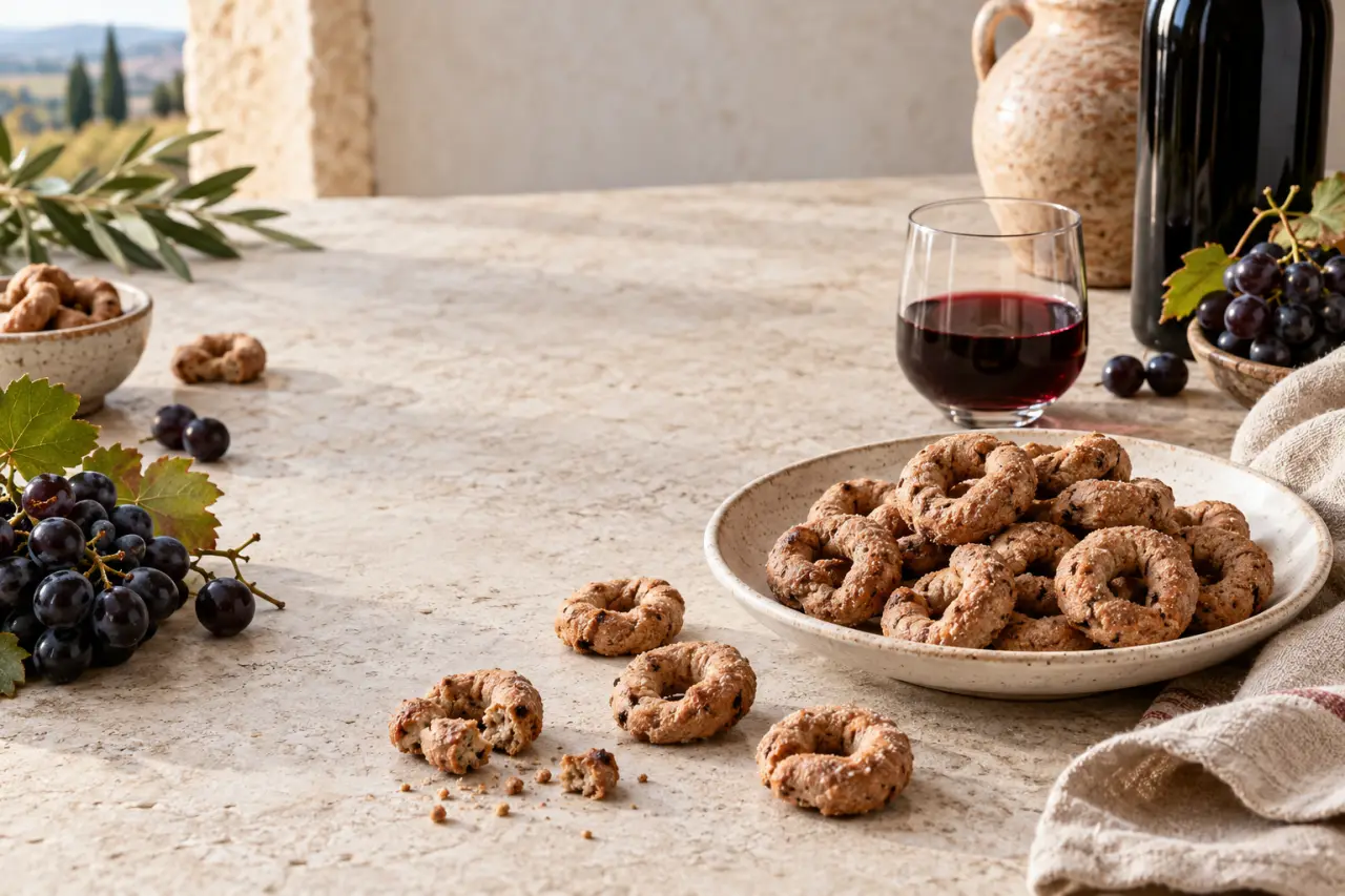Biscuit italien au vin rouge : des anneaux croustillants sans beurre ni œufs