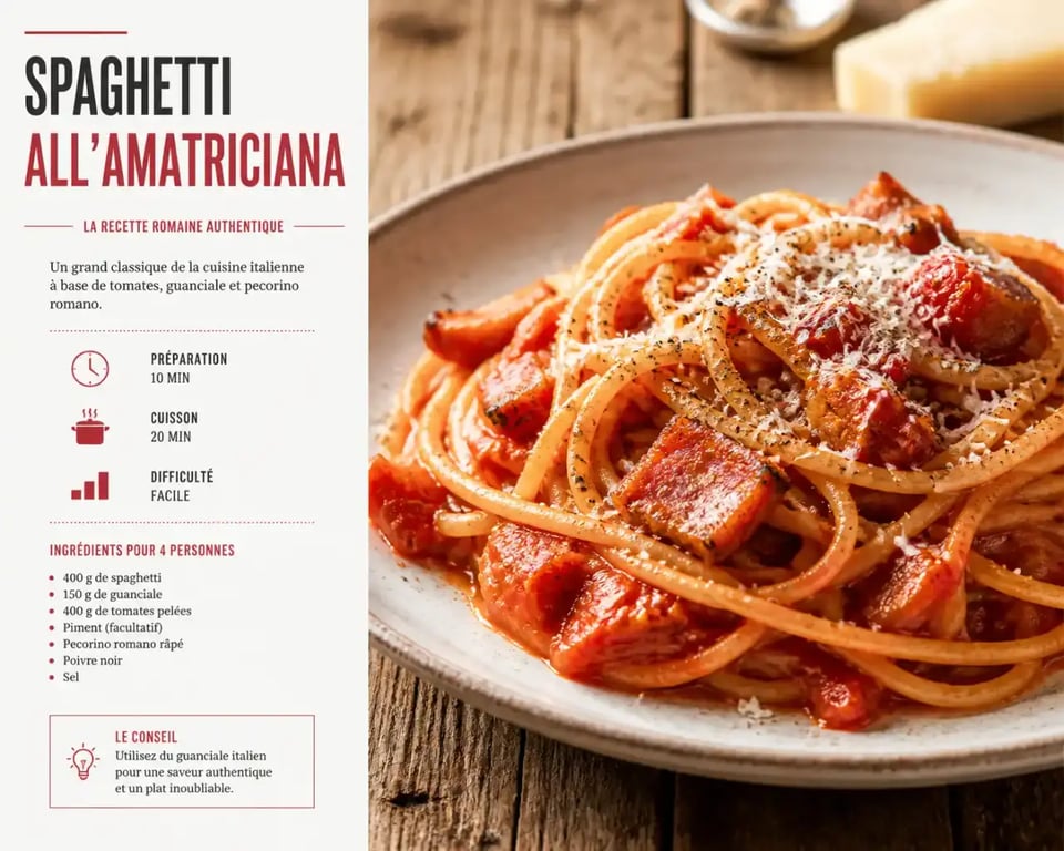 Amatriciana traditionnelle au guanciale et pecorino romano