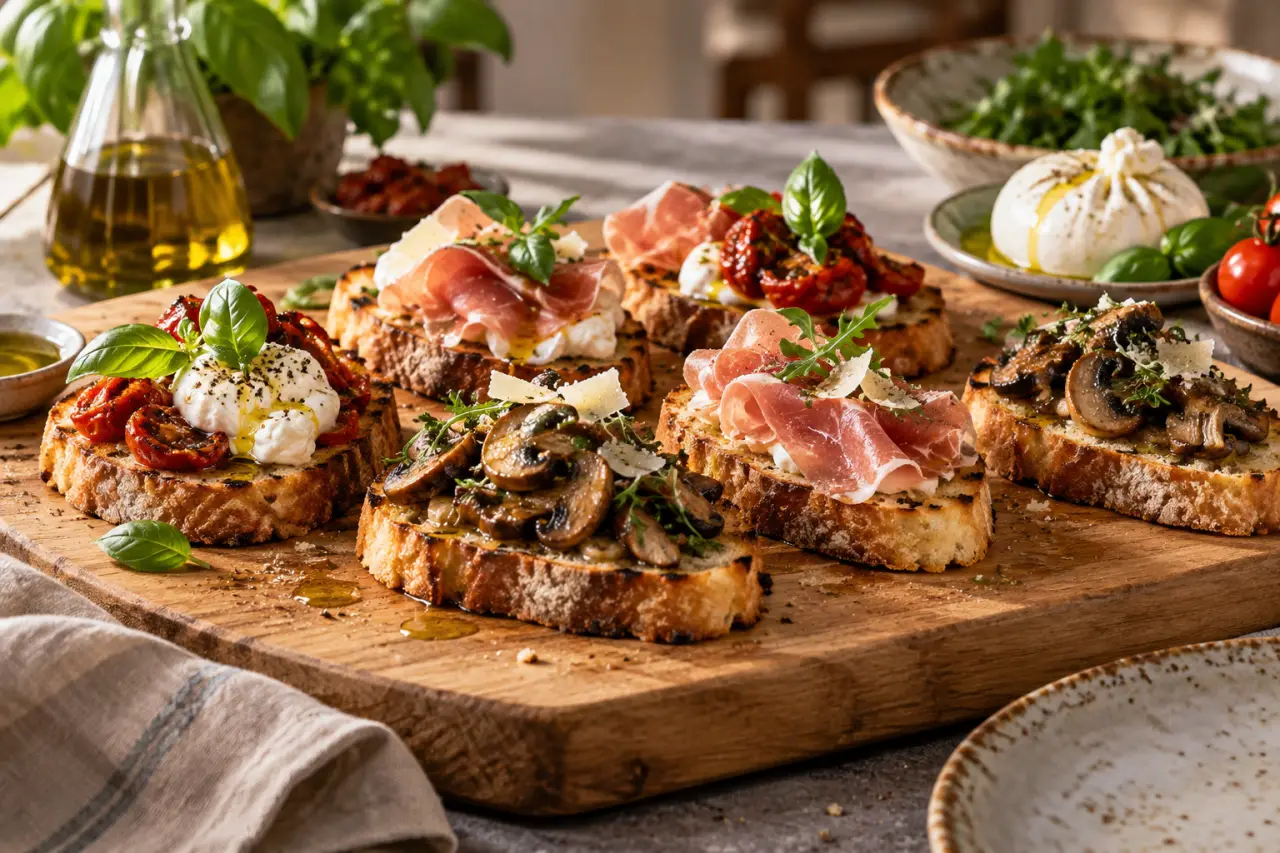 Crostini italiens : réussir un pain croustillant sous une garniture généreuse