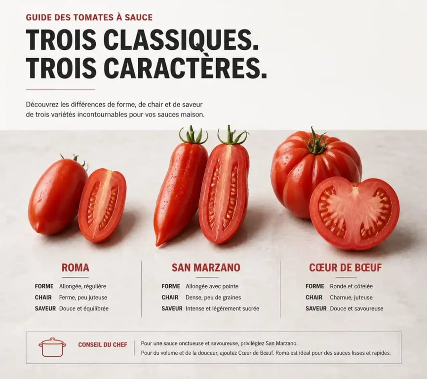 Différentes variétés de tomates pour préparer une sauce tomates en conserve