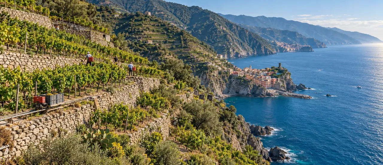 Terrasses et murs de pierres sèches des Cinque Terre, terroir des vins des Cinque Terre en Italie